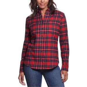 Weatherproof Vintage Red Plaid Button-Down Flannel Shirt